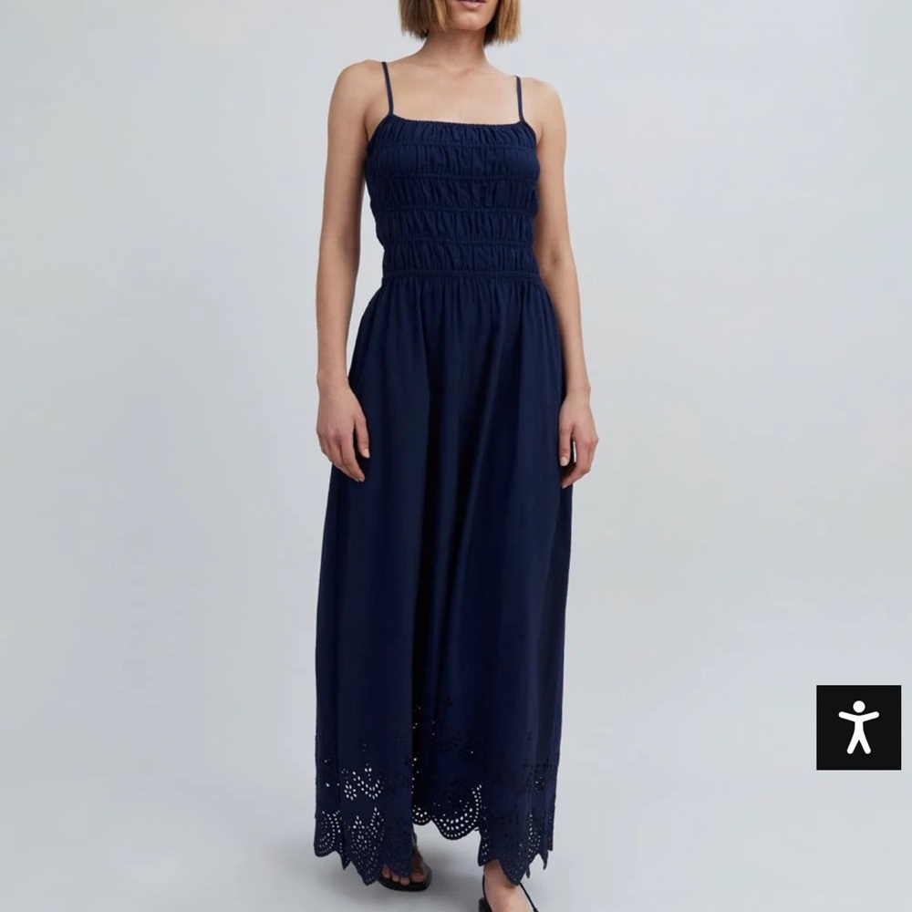 Solid & Eyelet Delta Midi Dress French Navy
